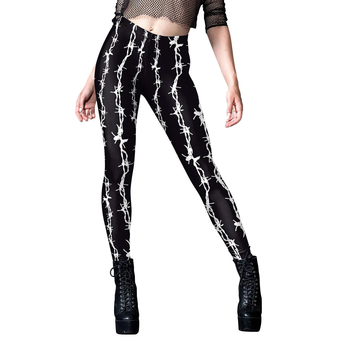 Goth Black Divination Print Leggings