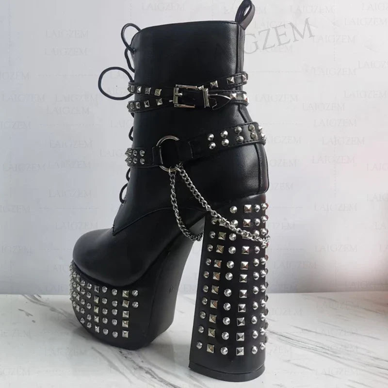 Stud & Chain Moto Boots