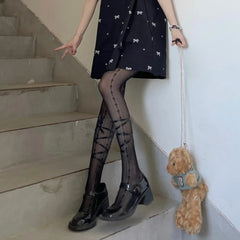 Black Kawaii Bowknot Tights