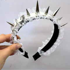Black PU Leather Spike Headband