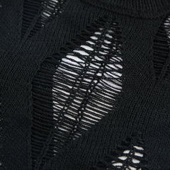 'Fairytale' Black Knitted Ripped Lace Up Sweater