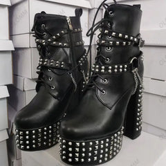 Stud & Chain Moto Boots