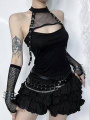 Black Dark Alt Fishnet Top