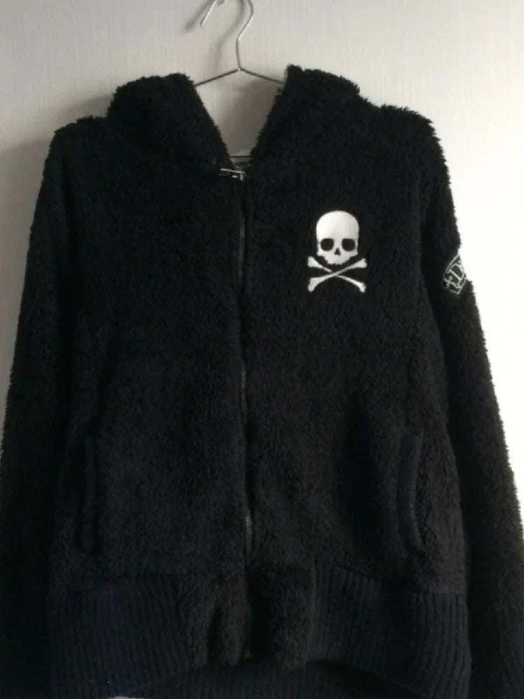 Black Grunge Alt Skull Cross Hoodie