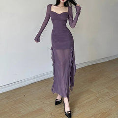 Goth 'Bring on the Night' Purple/Black Translucent Dress