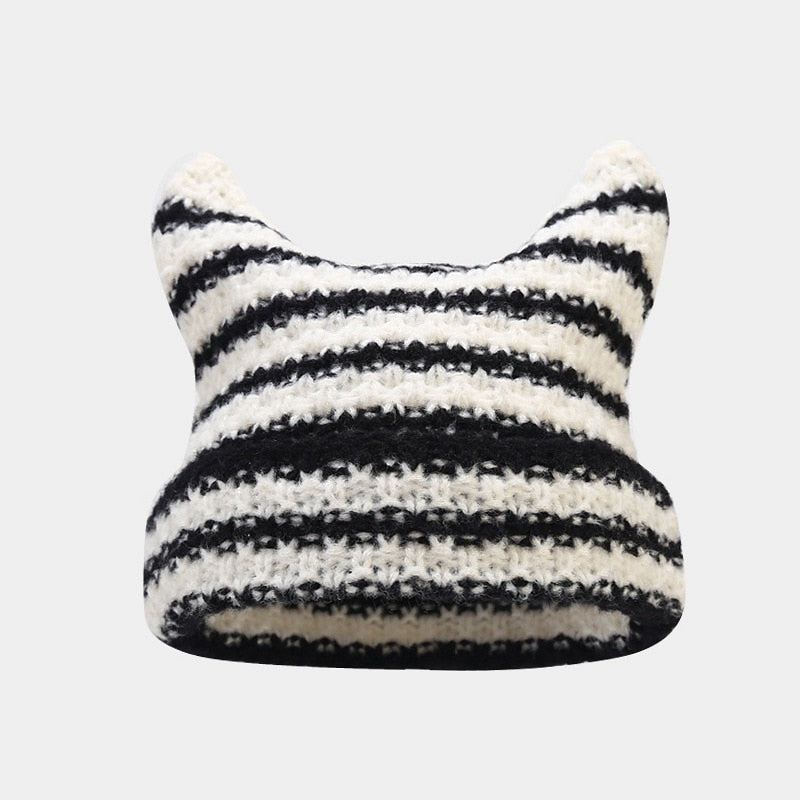 Cat Ears Streetwear Harajuku Beanie Little Devil Striped Knitted Hat
