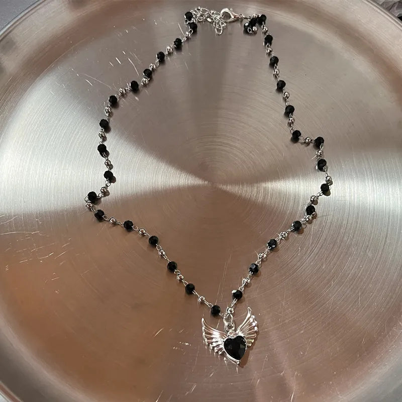 Gothic Red Black Peach Heart Pendants