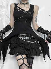 Alt Gothic Punk Sleeveless Black Dress