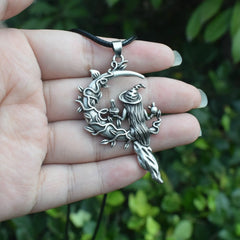 Gothic Mysterious Moon Witch Pendant Necklace