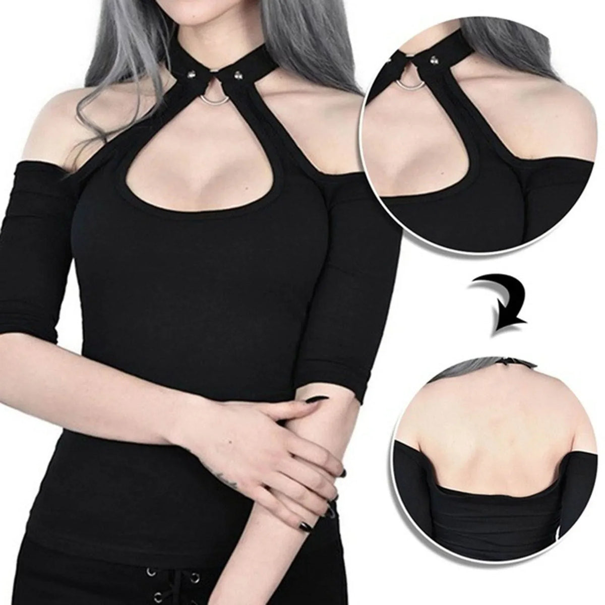 'Betty' Black Top Neck Top