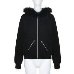 Goth 'Eternal Eclipse' Warm Zip Up Hooded Jacket