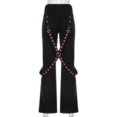 Goth 'Bonded By Blood' Black Grunge Low Waist Denim Pants