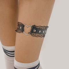 PU Leather Lace Heart Leg Accessory