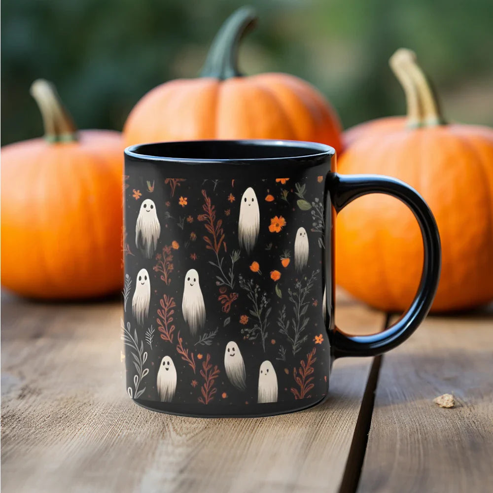 Halloween Black Ghost Ceramic Mug