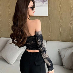 'Eagle Eye' Black Tie-Dye Top