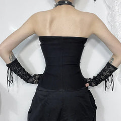 Goth Dark Bride Strapless Buckle Corset Top