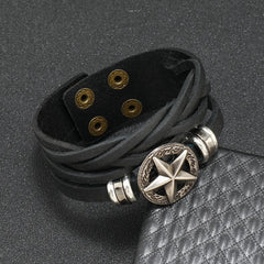 Black Punk Rock PU Leather Bracelet