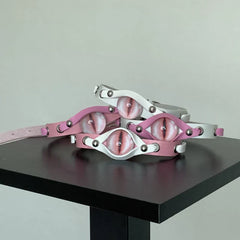 Evil Eyes PU Leather Choker