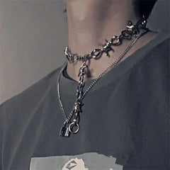 Gothic Grunge Barbed Wire Choker Necklace