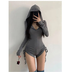 Black Lolita Grunge Hooded Jumpsuit