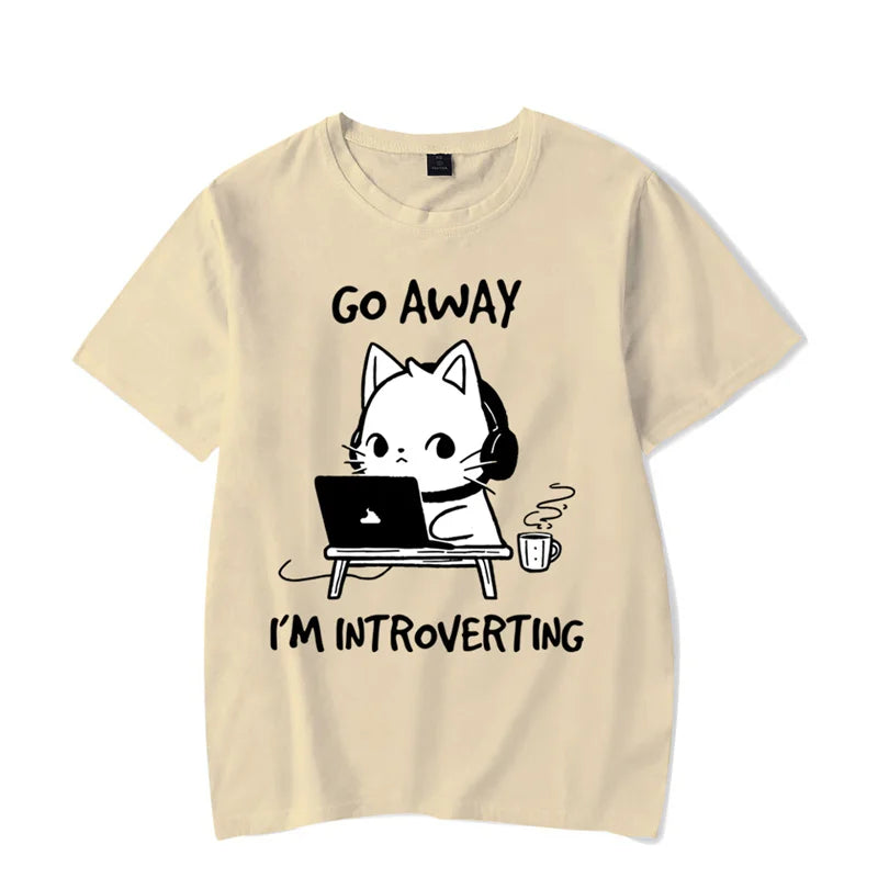 'Go Away I'm Introverting' Cat Gamer Tshirt