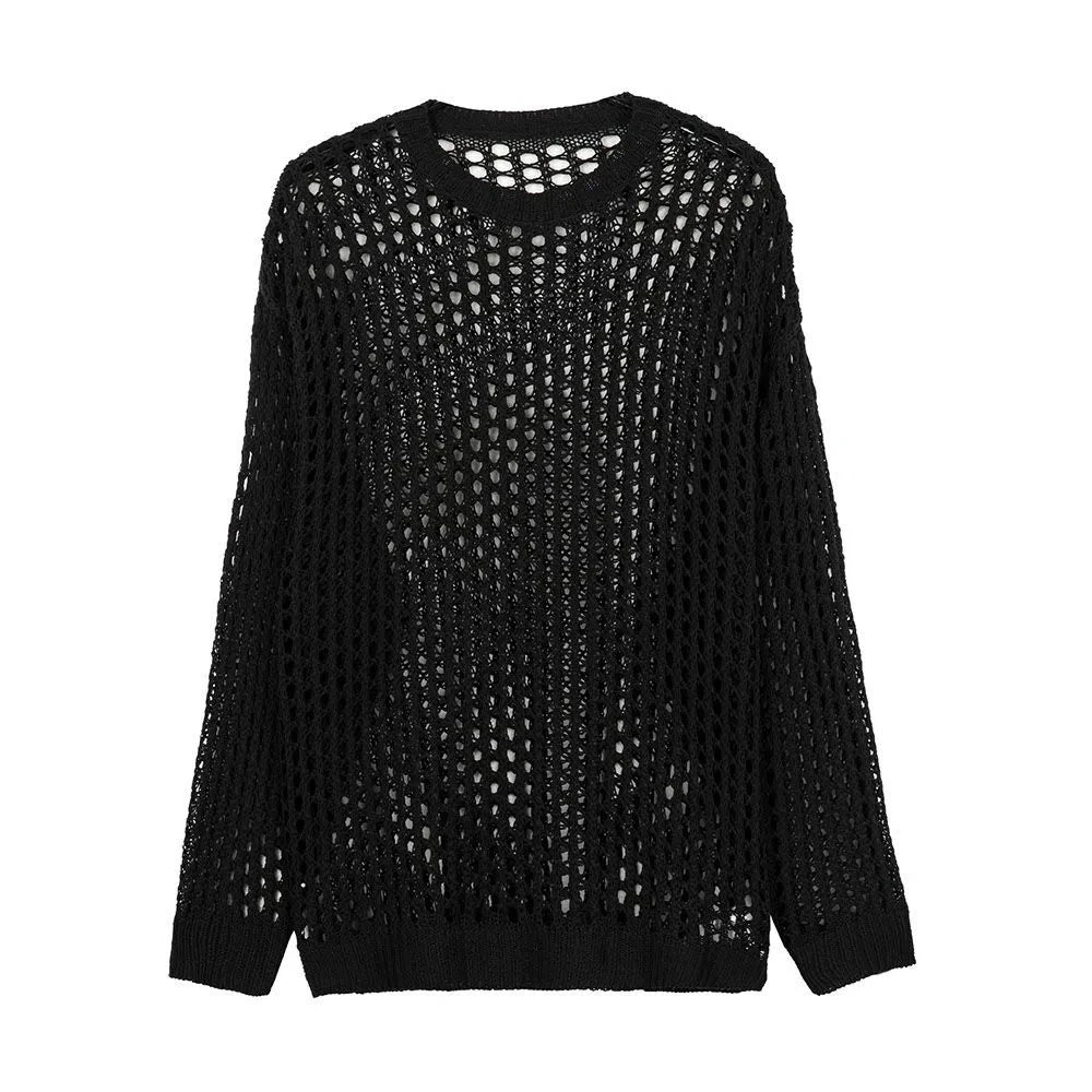 Black Unisex Loose Mesh Top