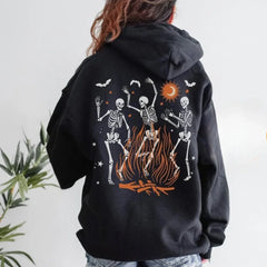 Black Halloween Skeleton Themed Hoodie