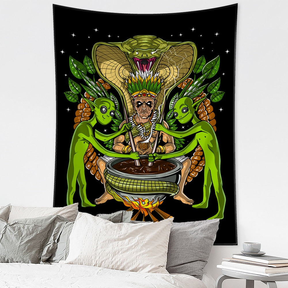 Alien Mushroom Psychedelic Tapestry