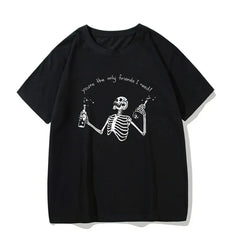 Black Harajuku Funny Skull Quote T-Shirt
