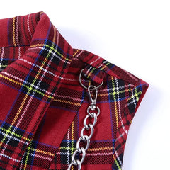 Rad Red Plaid Zipper Chain Top
