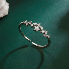 Silver Zircon Star Ring