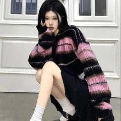 'Milkshake' Black & Pink Stripe Sweater