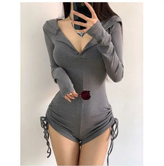 Black Lolita Grunge Hooded Jumpsuit