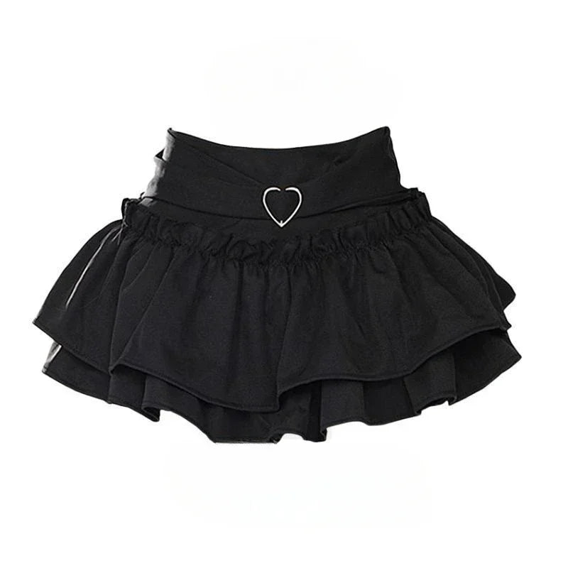 Black Goth Lolita Puffy Ruffles Skirt