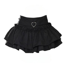 Black Goth Lolita Puffy Ruffles Skirt