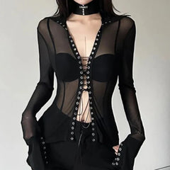 Black Grunge Goth Alternative Blouse