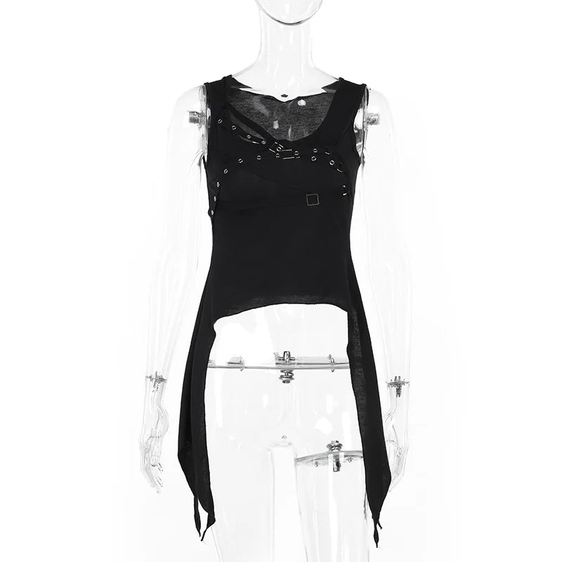 Alt Gothic Punk Sleeveless Black Dress