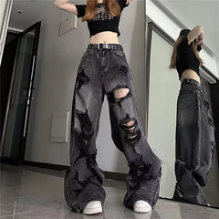 'No Return' Black Alt Grunge Ripped Pants