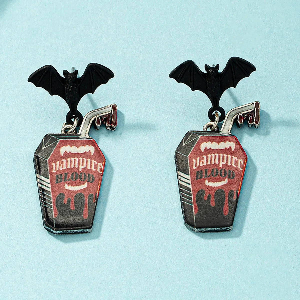 'Vampire Blood' Bat Themed Earrings