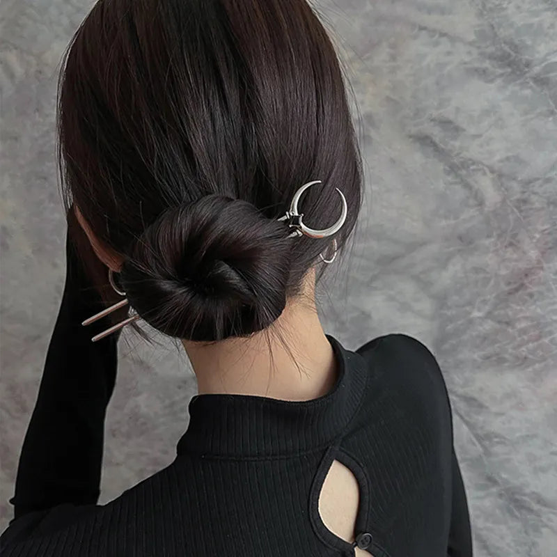 Silver Moon Metal Hair Pin