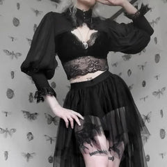 Black Lace Gothic Kawaii Blouse