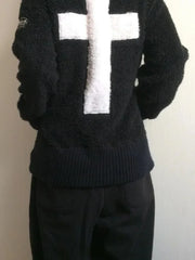 Black Grunge Alt Skull Cross Hoodie