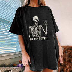 Goth 'Never Better' Black/Grey Skull T-Shirt