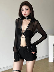 Black Grunge Goth Alternative Blouse