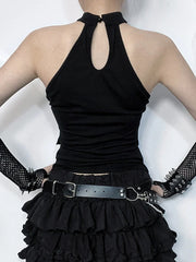 Black Dark Alt Fishnet Top