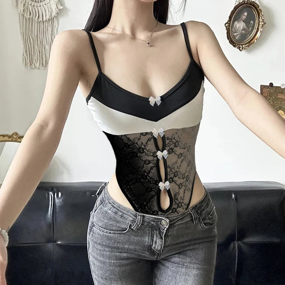 Black Alt Lace Bowknot Bodysuit