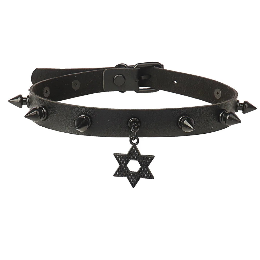Black Punk Harajuku Rivet Spike Choker