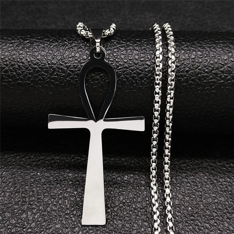 Gothic Ankh Cross Stainless Steel Necklace