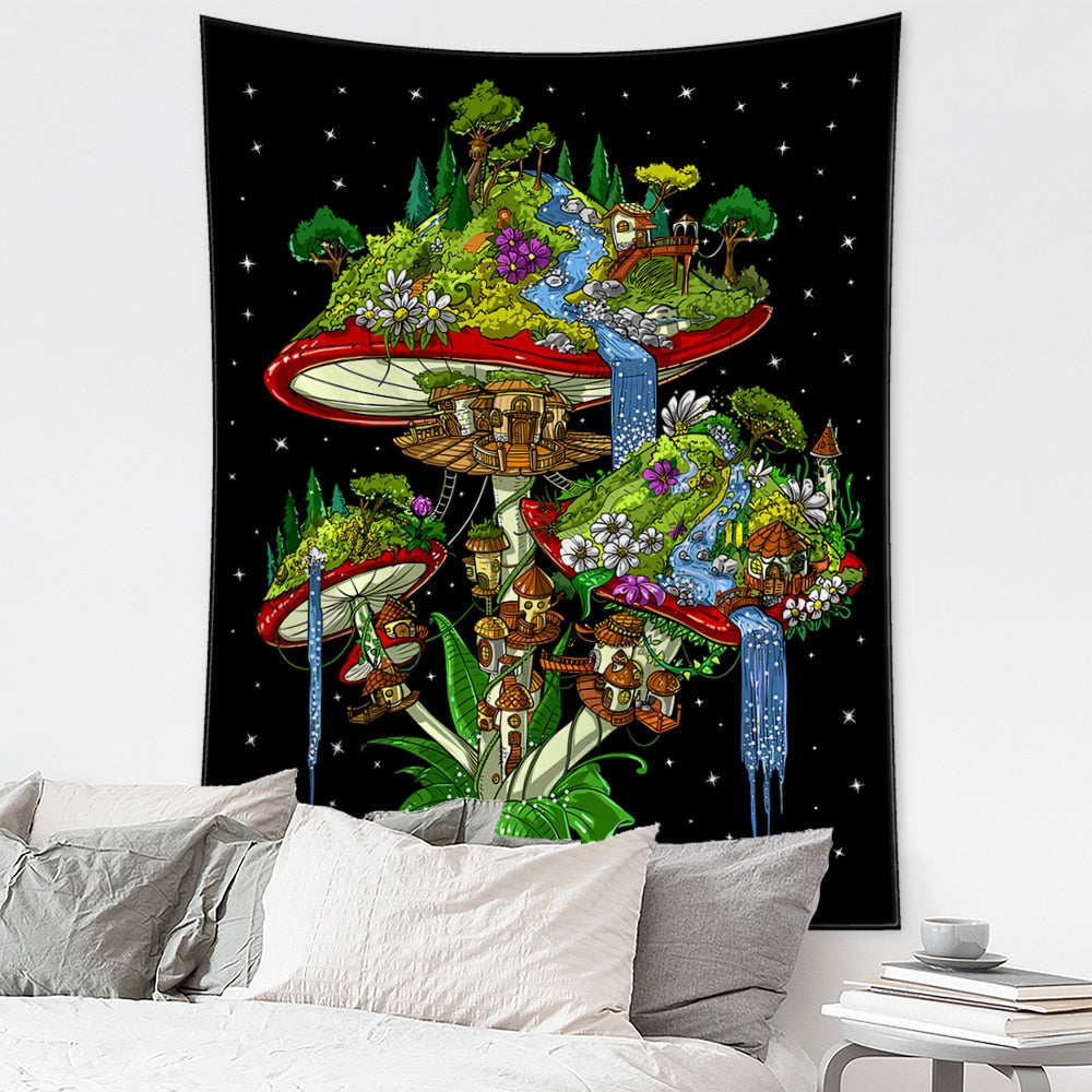 Alien Mushroom Psychedelic Tapestry