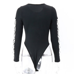 'Hold Back' Black Alt Hollow Out Design Bodysuit